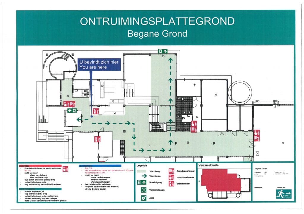 Voorbeeld ontruimingsplattegrond NEN 1414